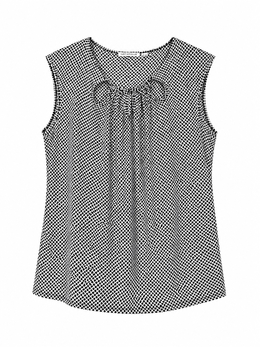 Notations Black White Geometric Print Sleeveless Keyhole Blouse Top Size L